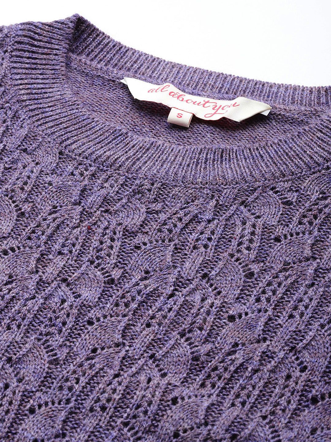 all about you Acrylic Round Neck Self Design Pullover - Image 2