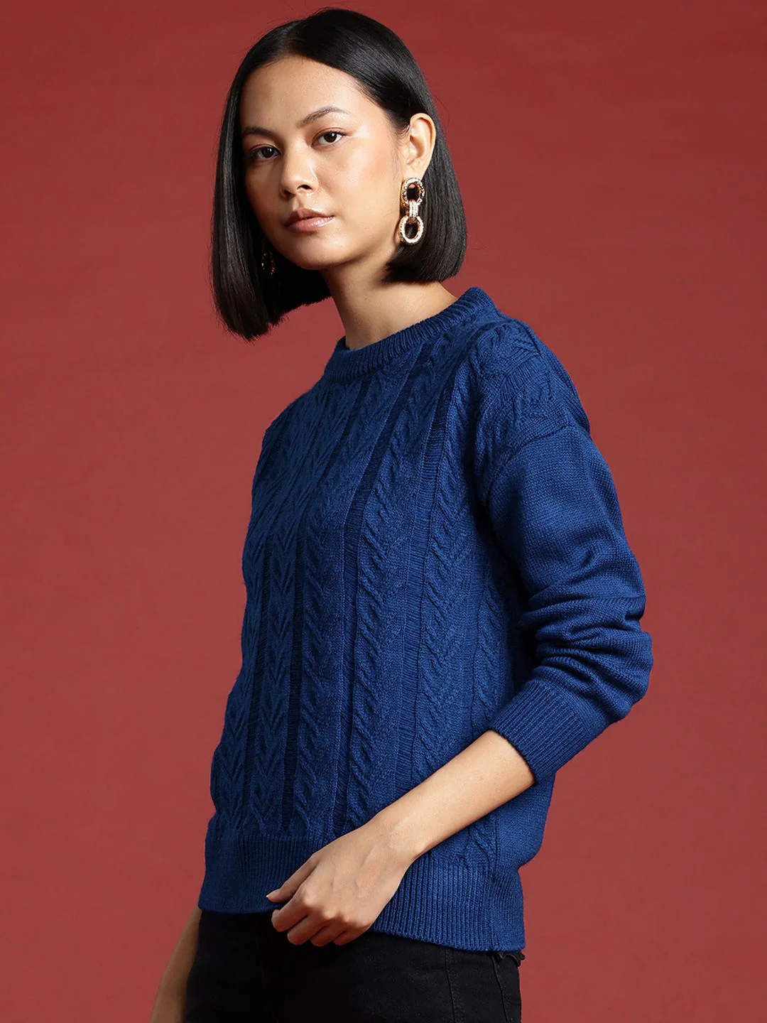 all about you Cable Knit Self-Design Pullover - Image 3