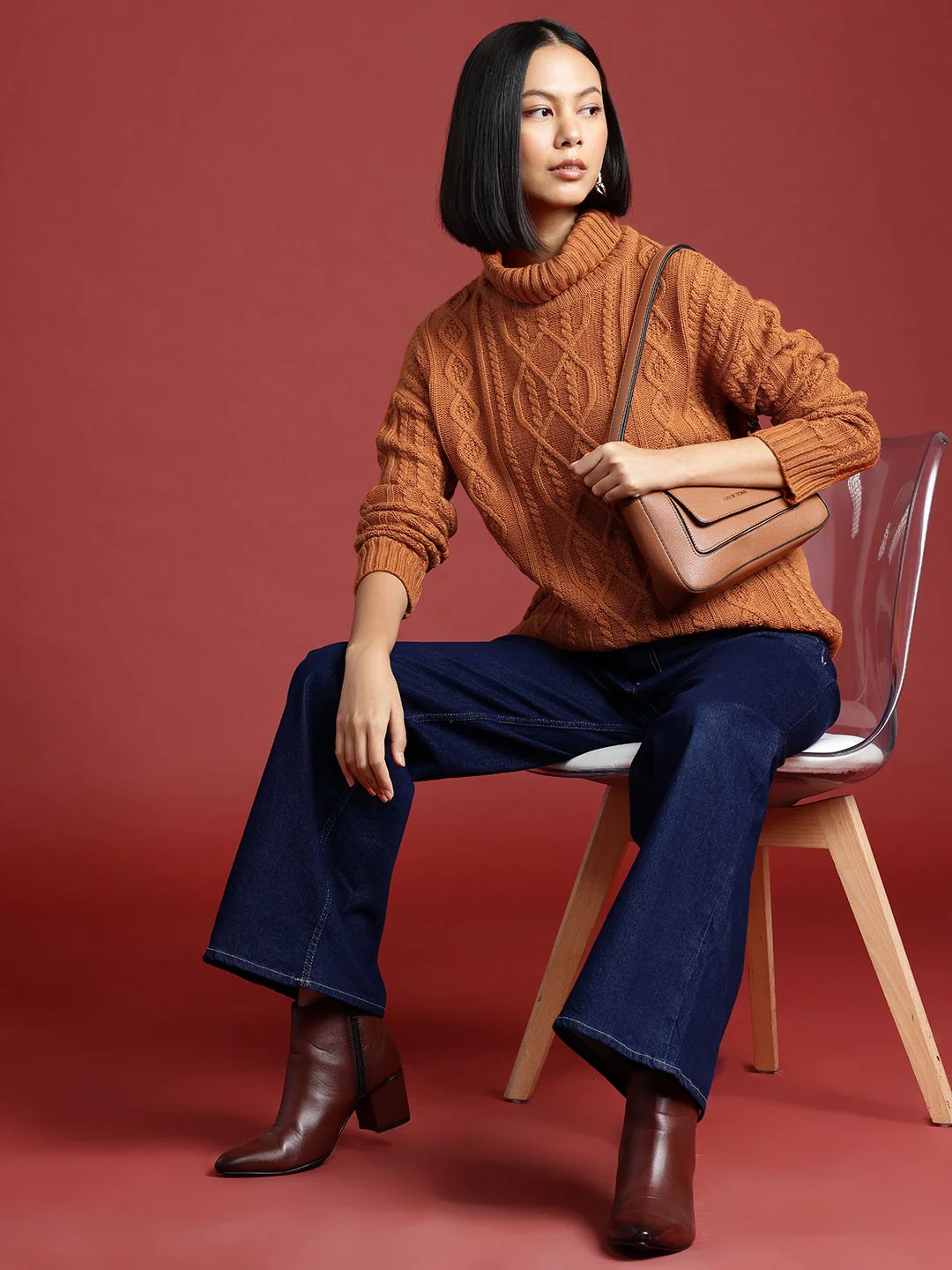 all about you Cable Knit Self-Design Turtle-Neck Pullover - Image 4
