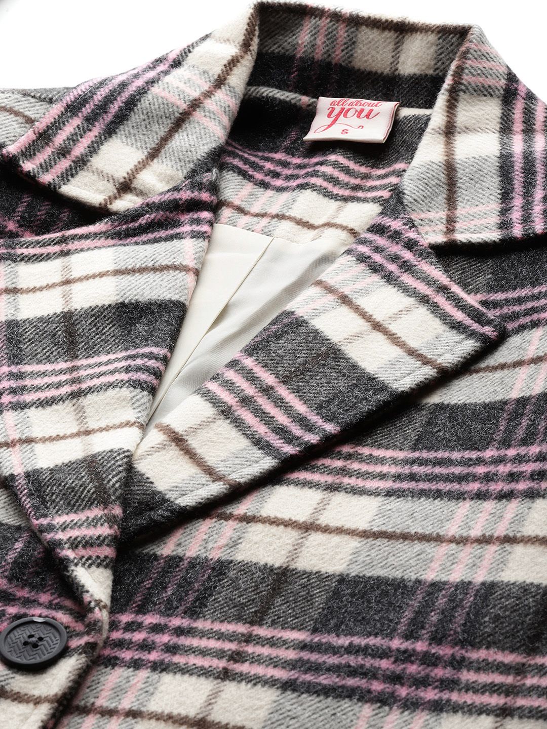 all about you Checked Tweed Overcoat - Image 2