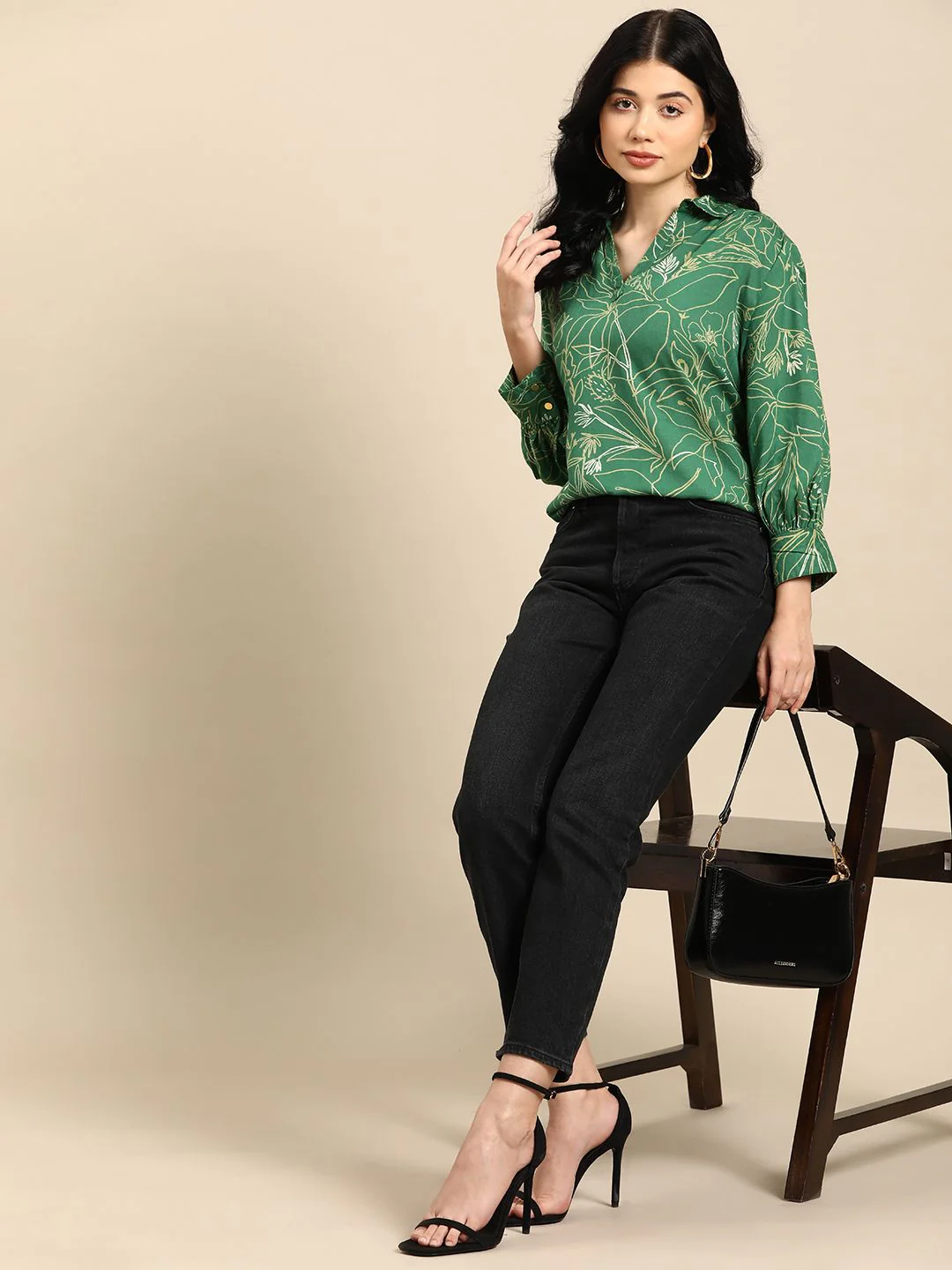 all about you Floral Print Puff Sleeves Shirt Style Top - Image 4