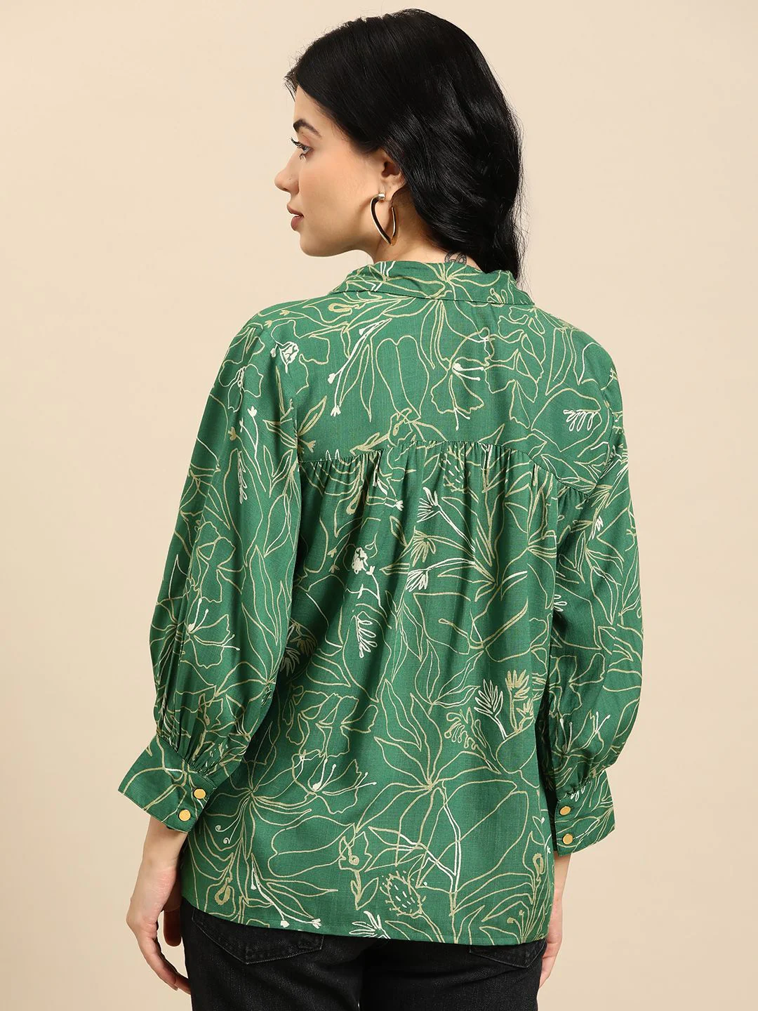 all about you Floral Print Puff Sleeves Shirt Style Top - Image 5