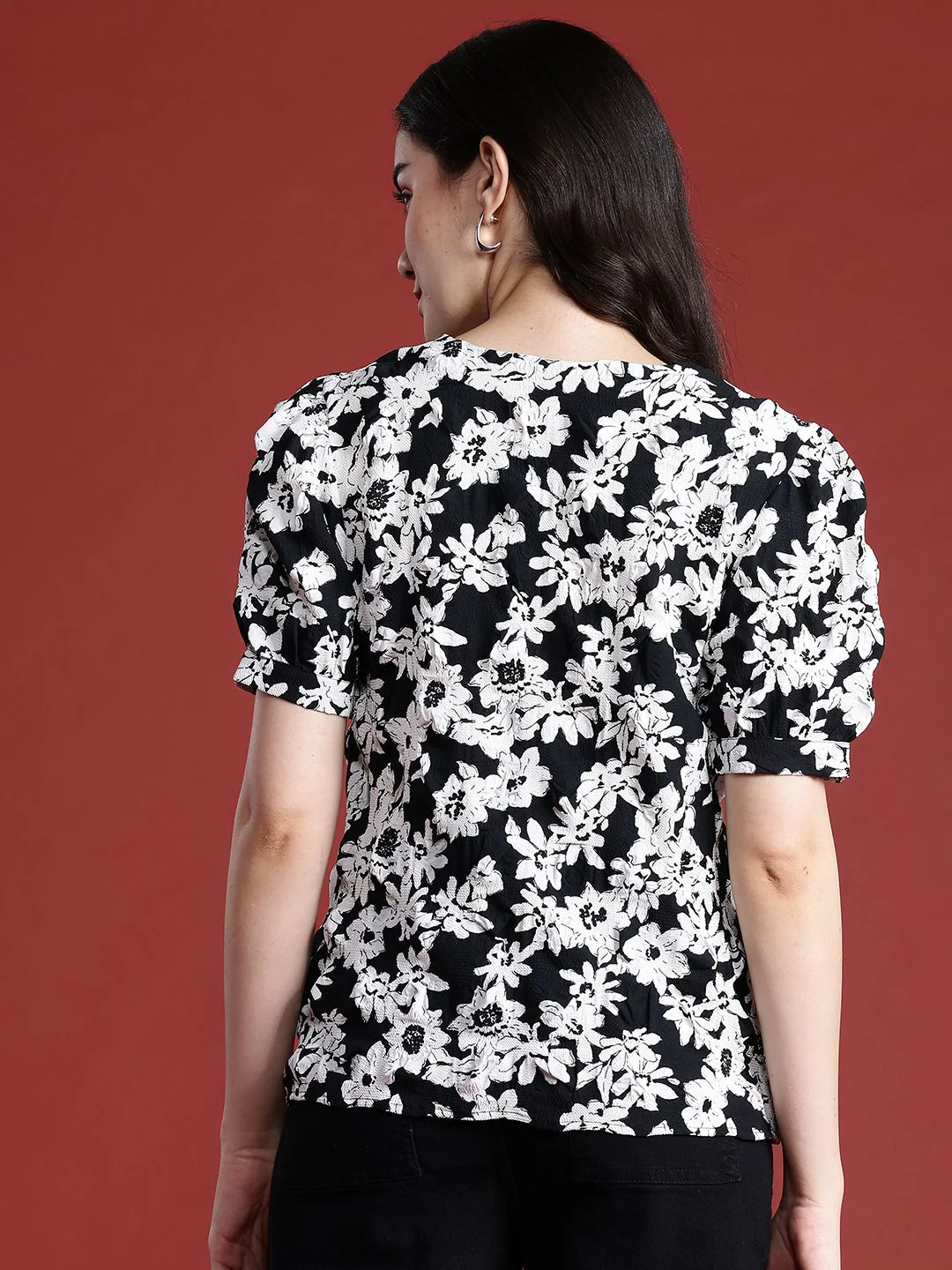 all about you Floral Print Puff Sleeves Top - Image 5
