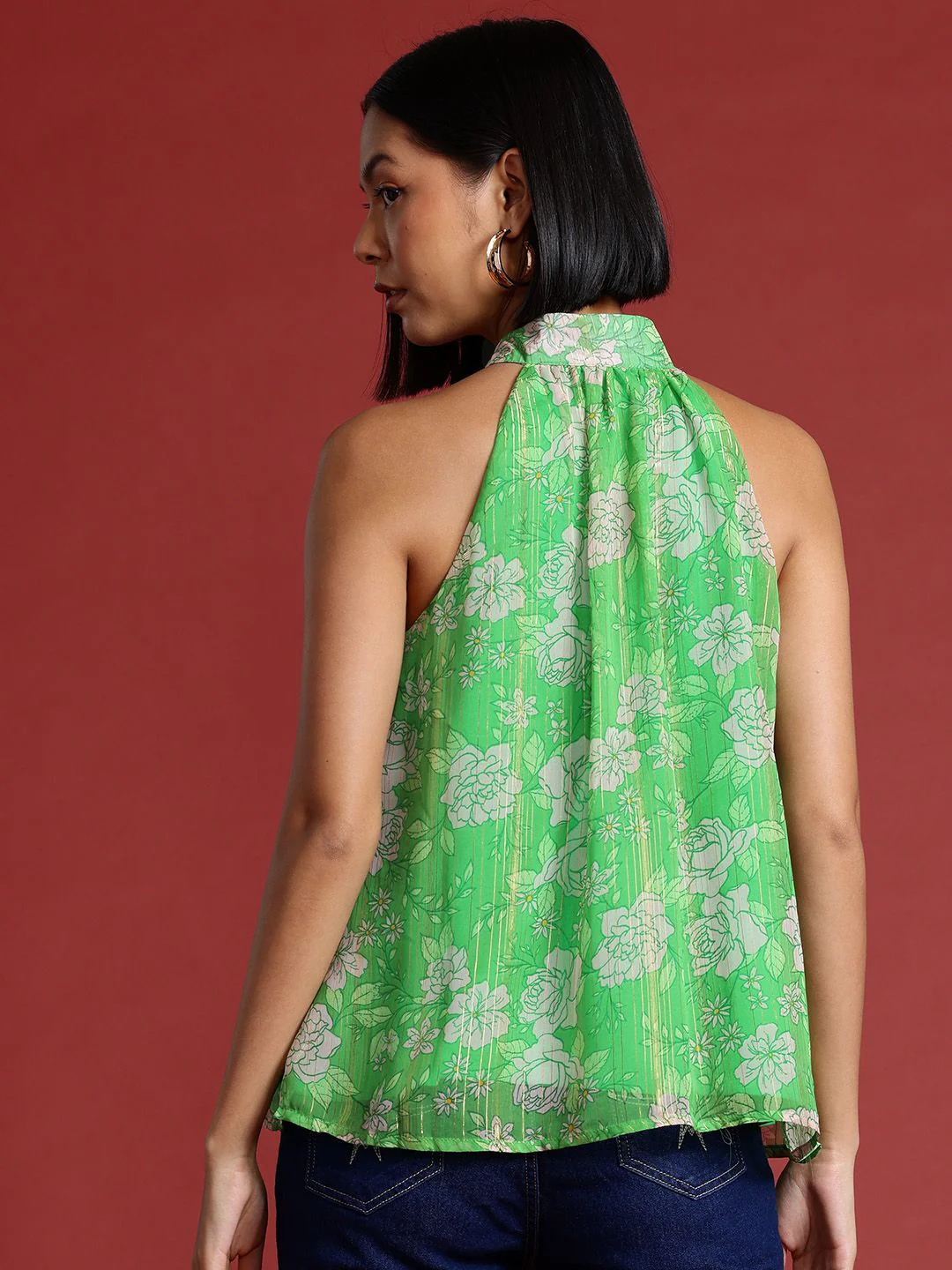 all about you Floral Print Tie-Up Neck Top - Image 5