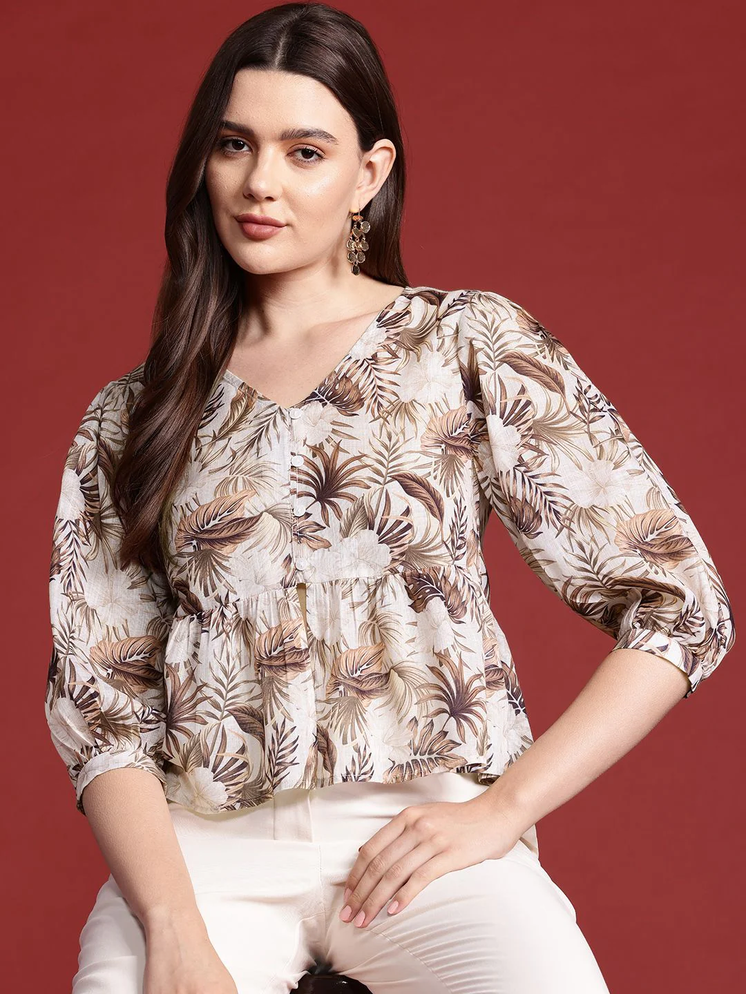 all about you Floral Print Tropical Empire Top - Image 3