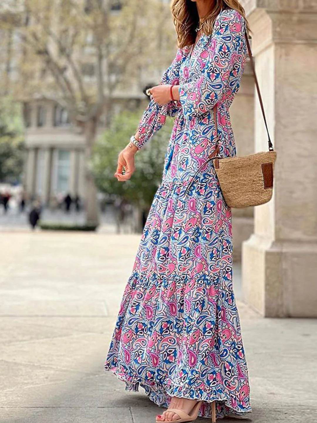 all about you Floral Printed V-Neck Maxi Dress - Image 5