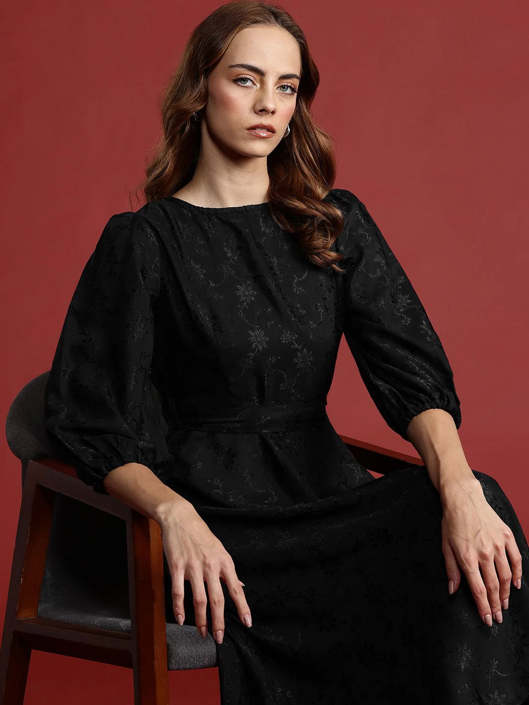 all about you Floral Puff Sleeve Fit & Flare Dress - Image 6