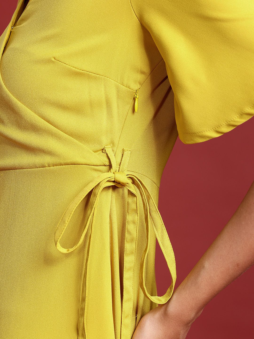 all about you Flutter Sleeves A-Line Knee Length Wrap Dress - Image 6