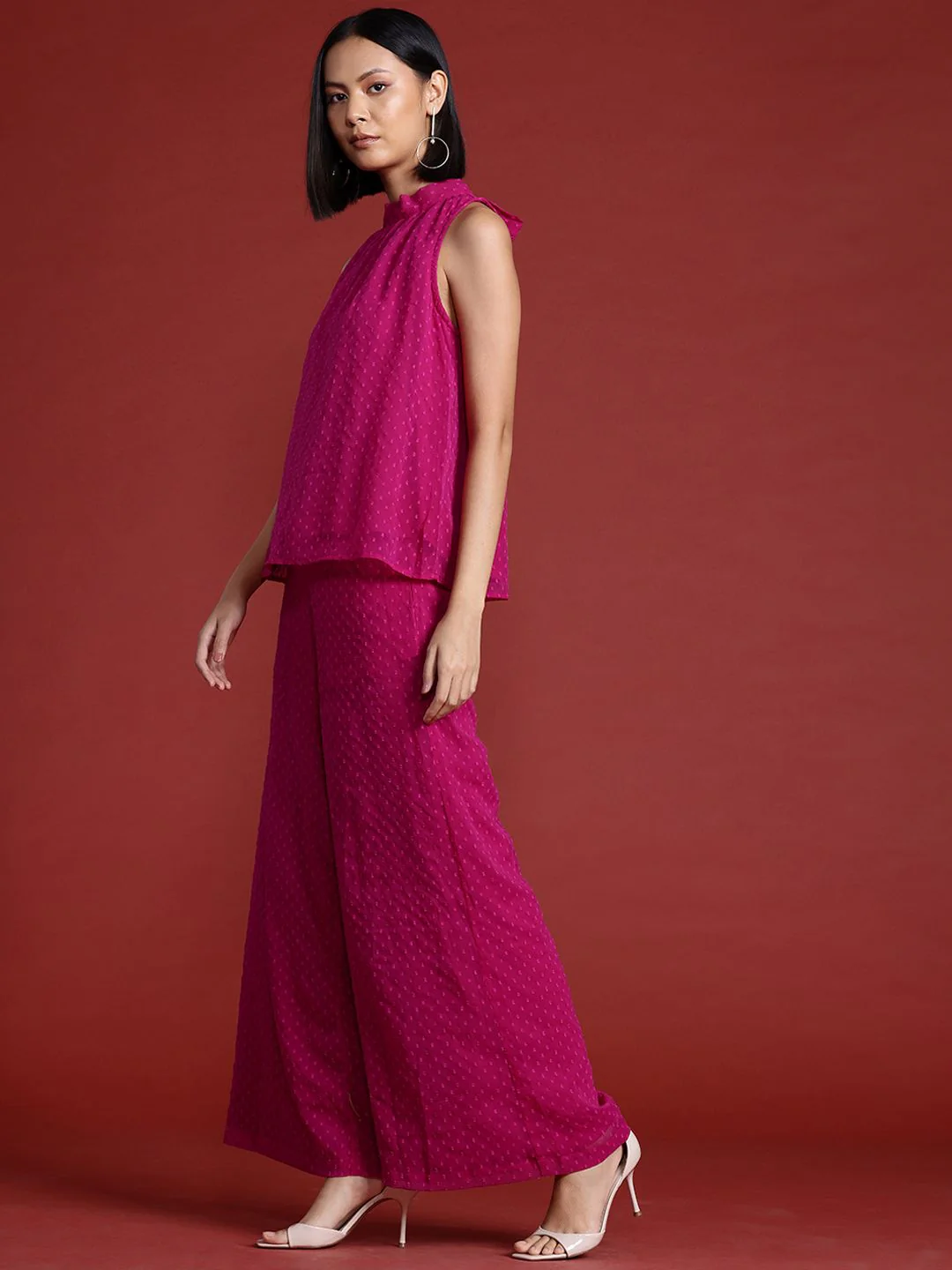 all about you Halter Neck Dobby Top with Parallel Trousers - Image 3
