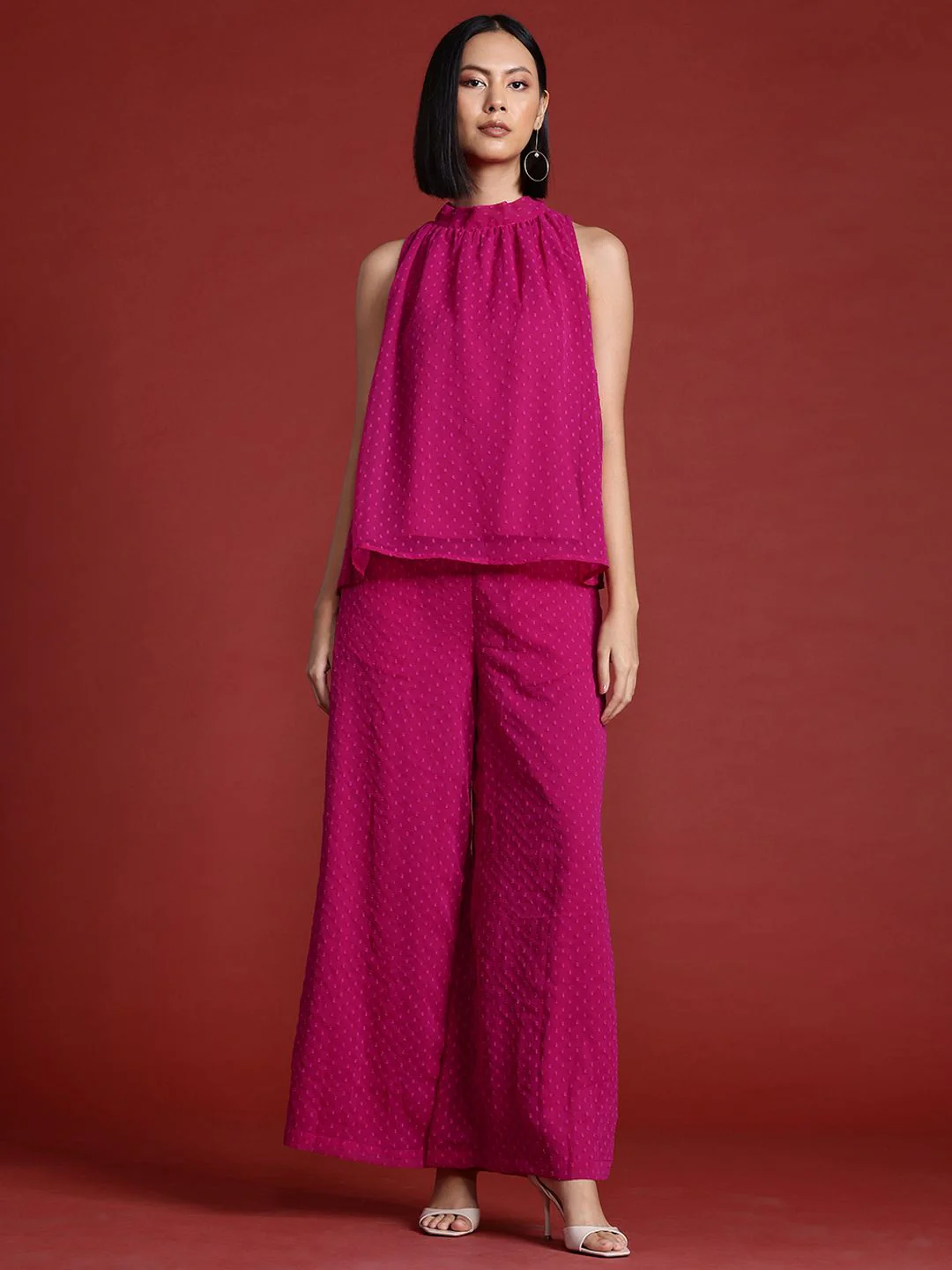 all about you Halter Neck Dobby Top with Parallel Trousers - Image 4