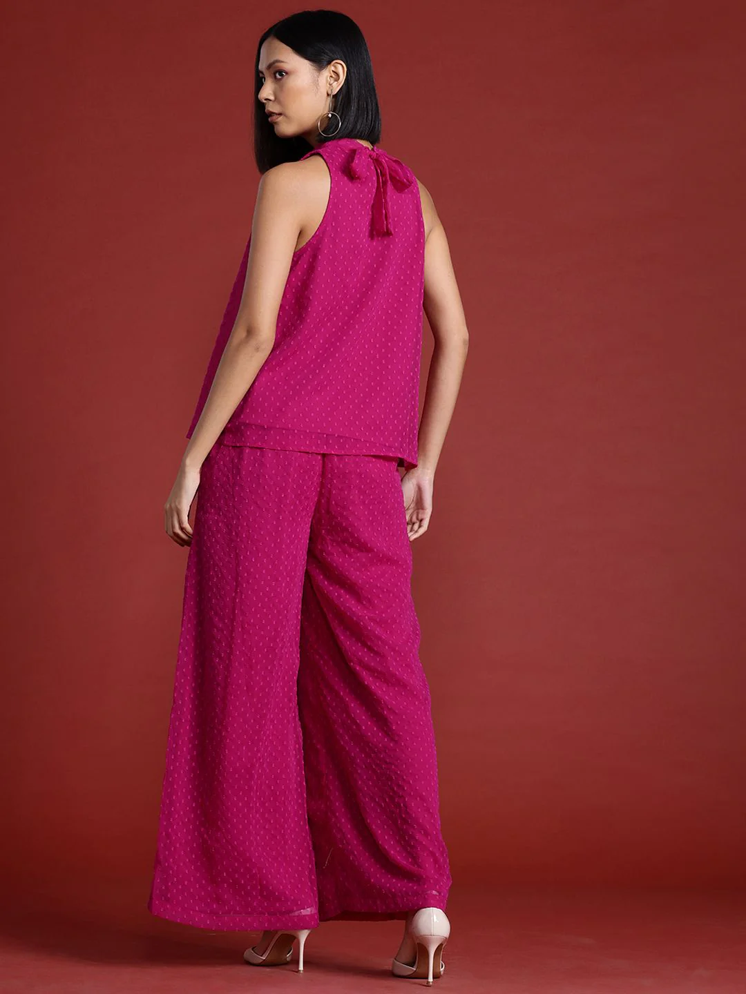 all about you Halter Neck Dobby Top with Parallel Trousers - Image 5