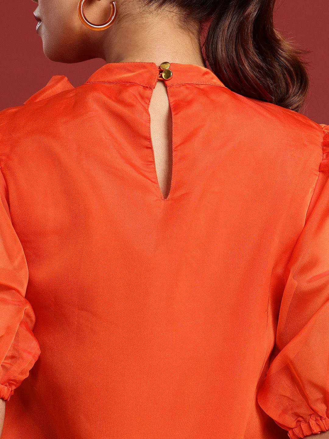 all about you High Neck Puff Sleeves Tie-Ups Detailed Top - Image 6