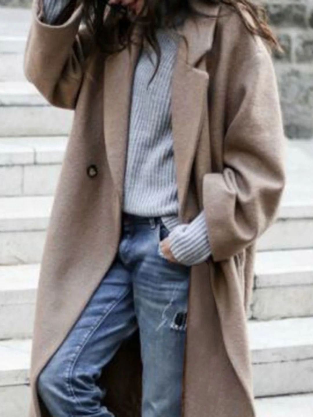 all about you Lapel Collar Long Sleeves Longline Open Front Jacket - Image 3