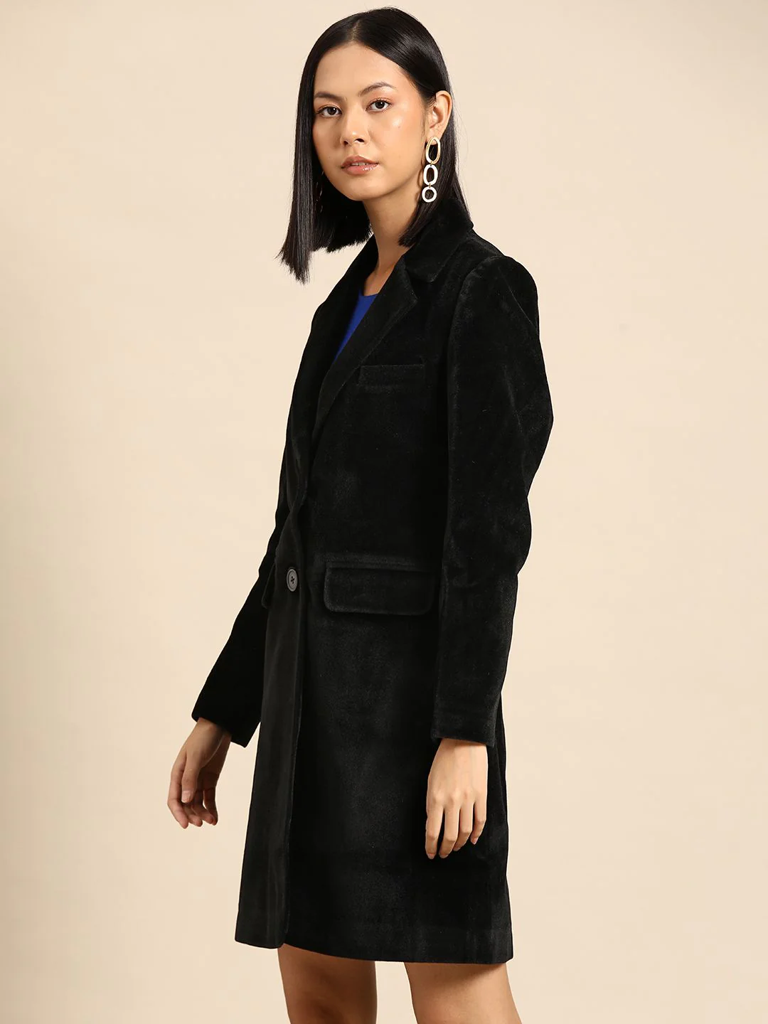 all about you Longline Velvet Overcoat - Image 3