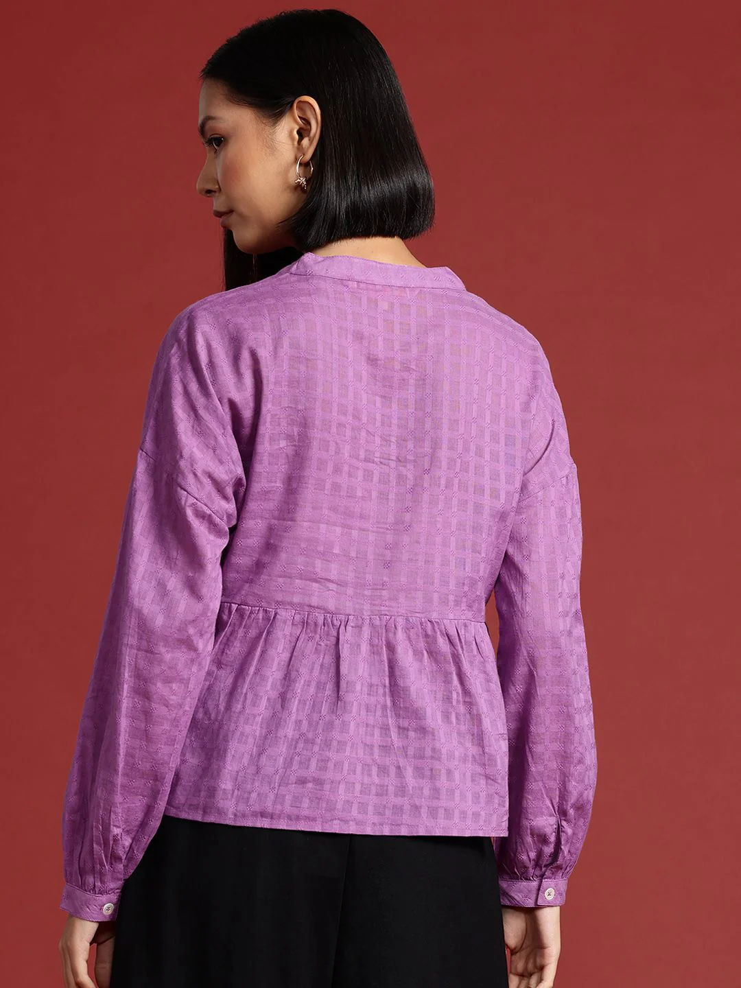 all about you Mandarin Collar Cotton Top - Image 4