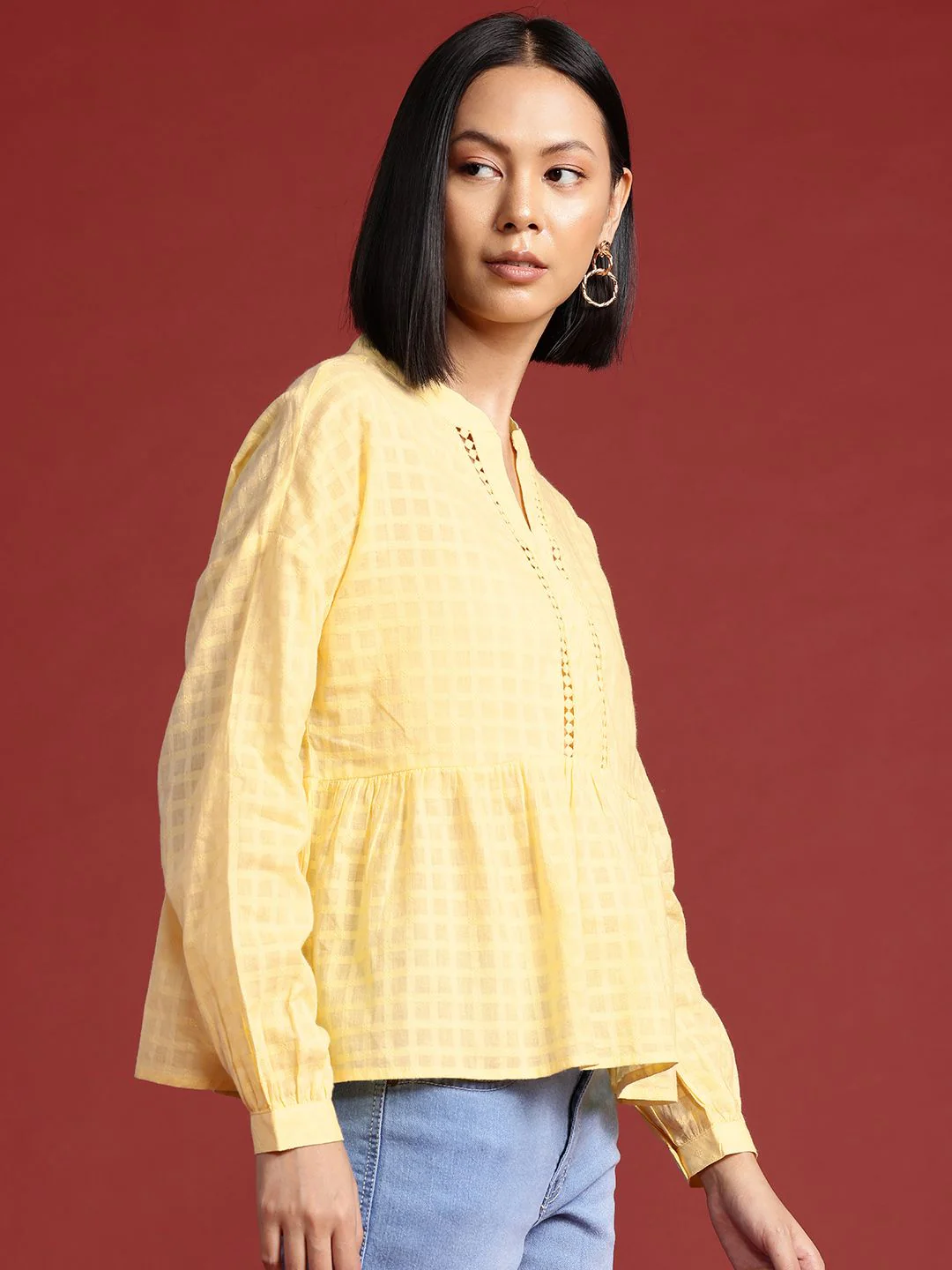 all about you Mandarin Collar Cotton Top - Image 3
