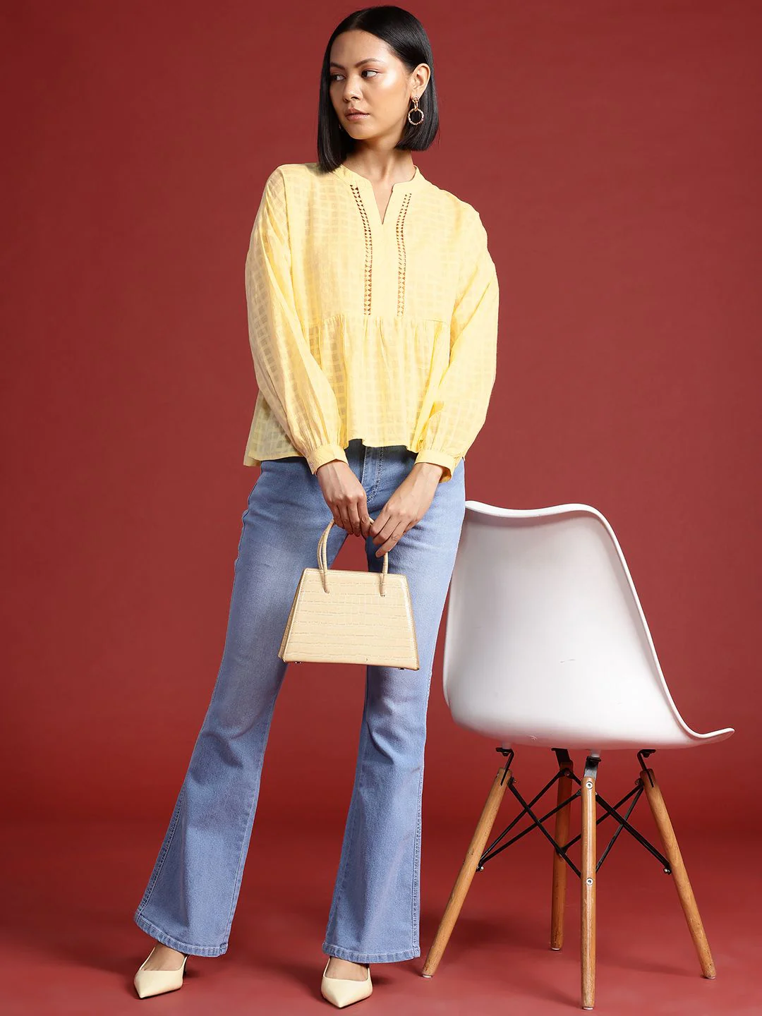 all about you Mandarin Collar Cotton Top - Image 4