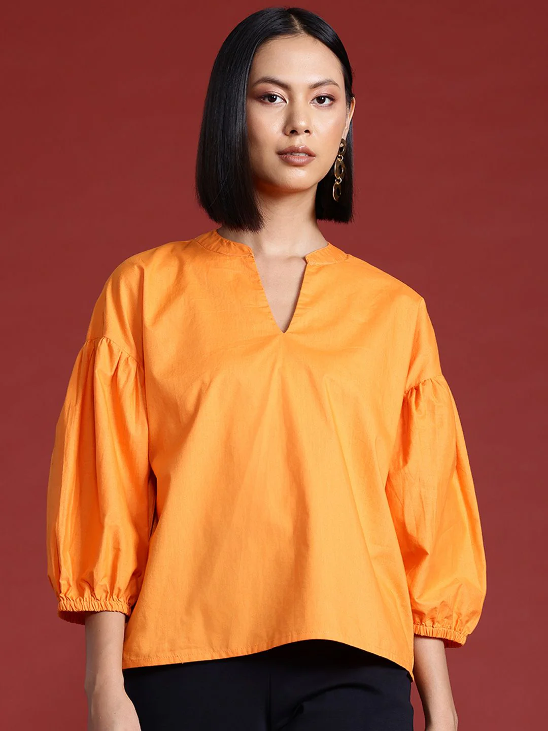 all about you Mandarin Collar Puff Sleeve Top - Image 3
