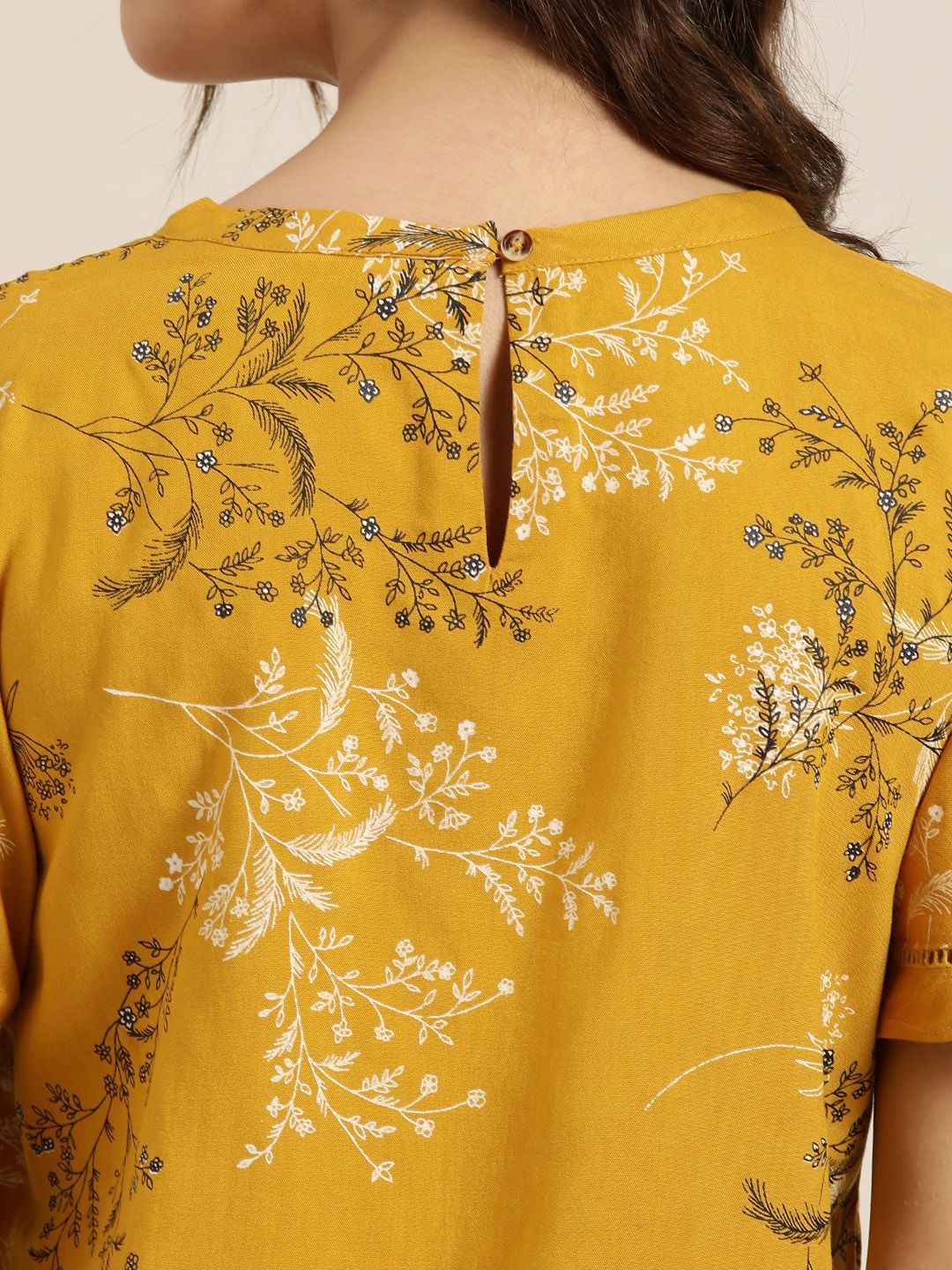 all about you Mustard Yellow Floral Print Top With Flared Sleeves - Image 6