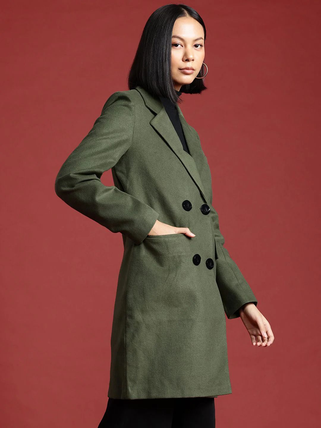 all about you Notched Lapel Collar Longline Overcoat - Image 3