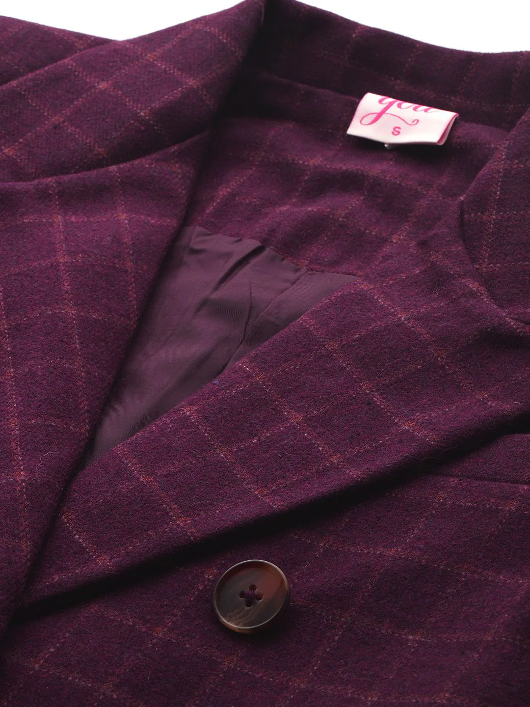 all about you Peak Lapel Checked Double-Breasted Blazer - Image 2