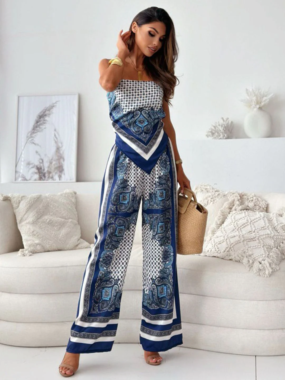 all about you Printed Shoulder Strap Top With Trousers Co-Ords - Image 4