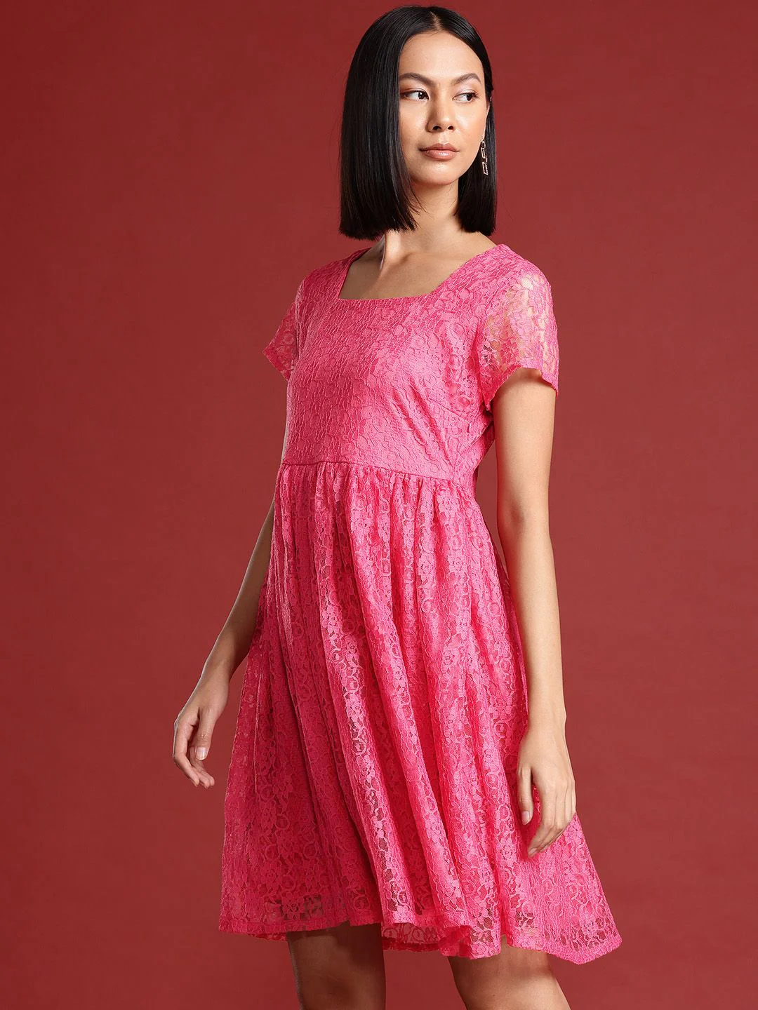 all about you Puff Sleeve Lace A-Line Dress - Image 5