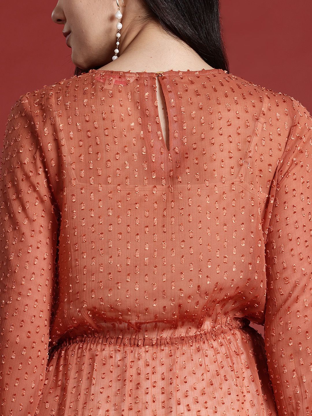 all about you Puff Sleeves Semi-Sheer Cinched Waist Top - Image 6