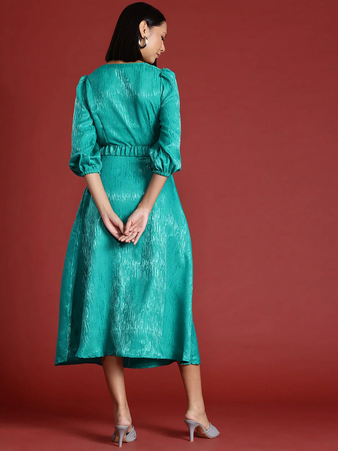 all about you Self-Design A-Line Midi Dress with Belt - Image 4