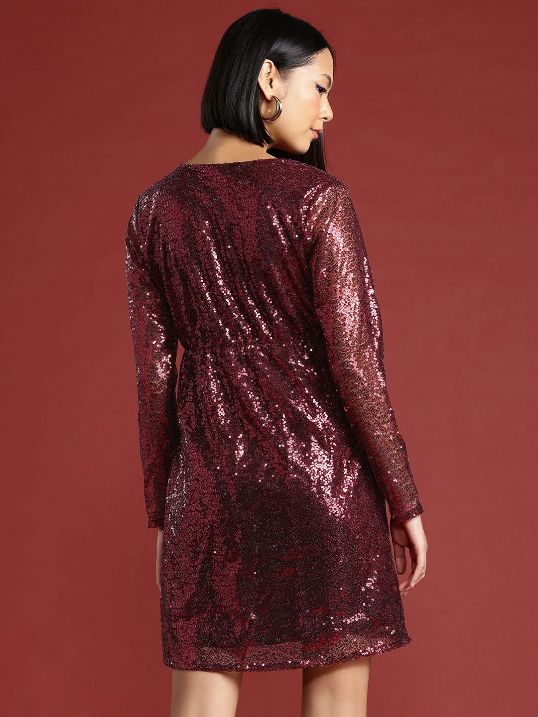 all about you Sequin Embellished Wrap Style Empire Dress - Image 5