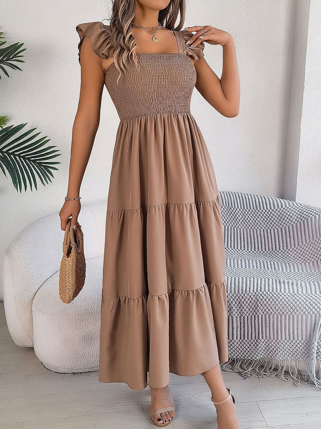 all about you Smocked Flutter Sleeve Maxi Dress - Image 4