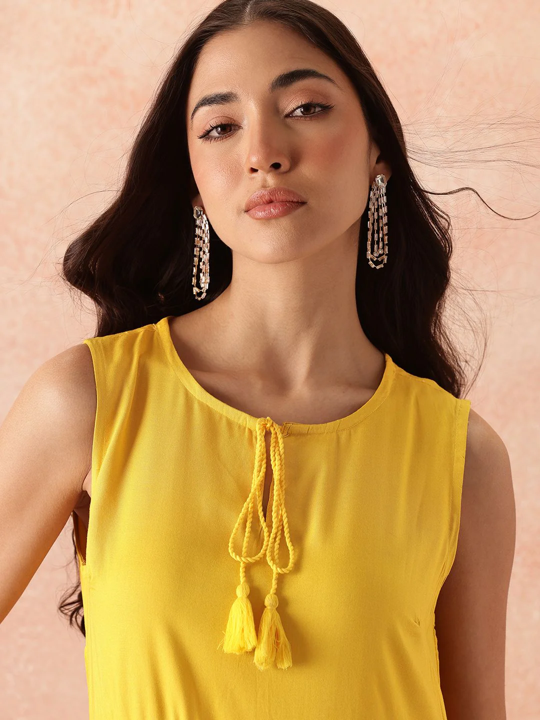 all about you Tie-Up Neck A-Line Tiered Midi Dress - Image 2