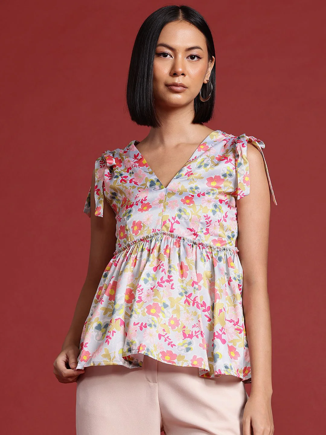 all about you Tie-Up Straps Floral Print Top - Image 3