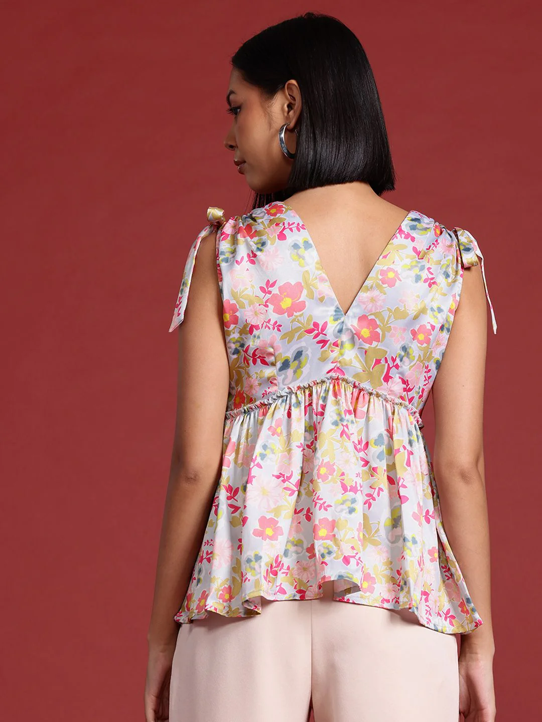 all about you Tie-Up Straps Floral Print Top - Image 4