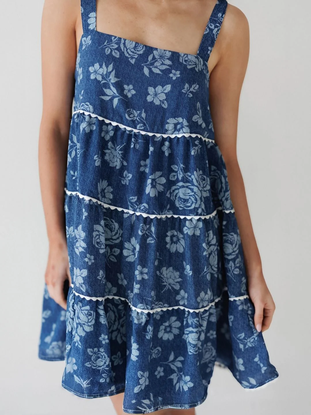 all about you Tropical Printed Shoulder Straps Tiered A-Line Mini Dress - Image 2