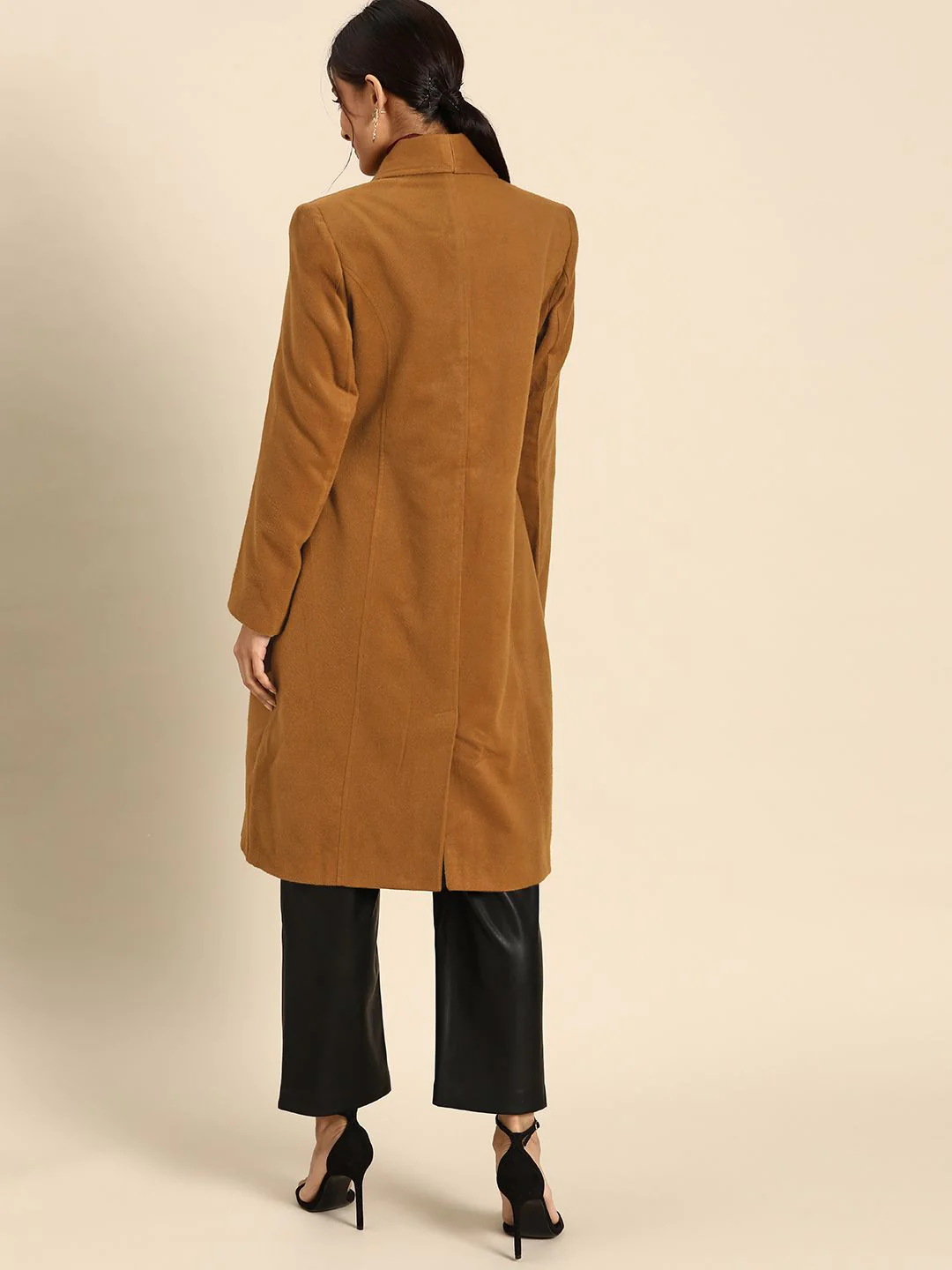 all about you Women Brown Solid Regular Fit Overcoat - Image 5