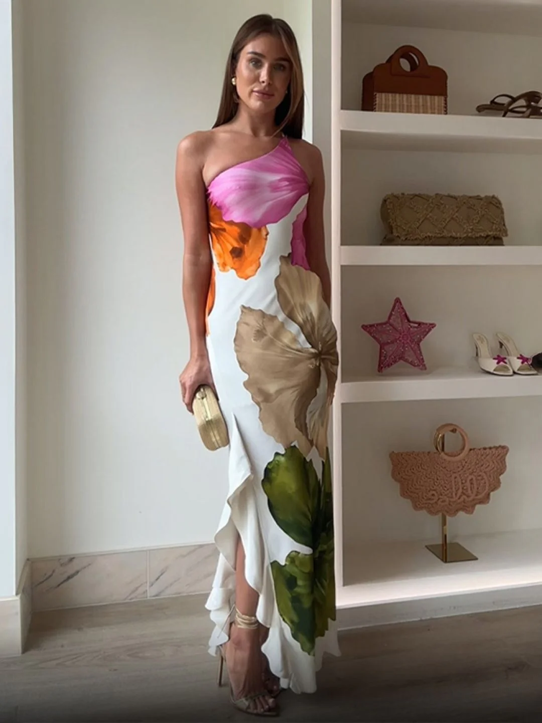 all about you Women Floral Print One Shoulder Bodycon Dress