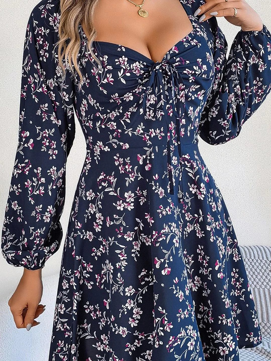 all about you Women Floral Print Puff Sleeve Fit & Flare Dress - Image 2