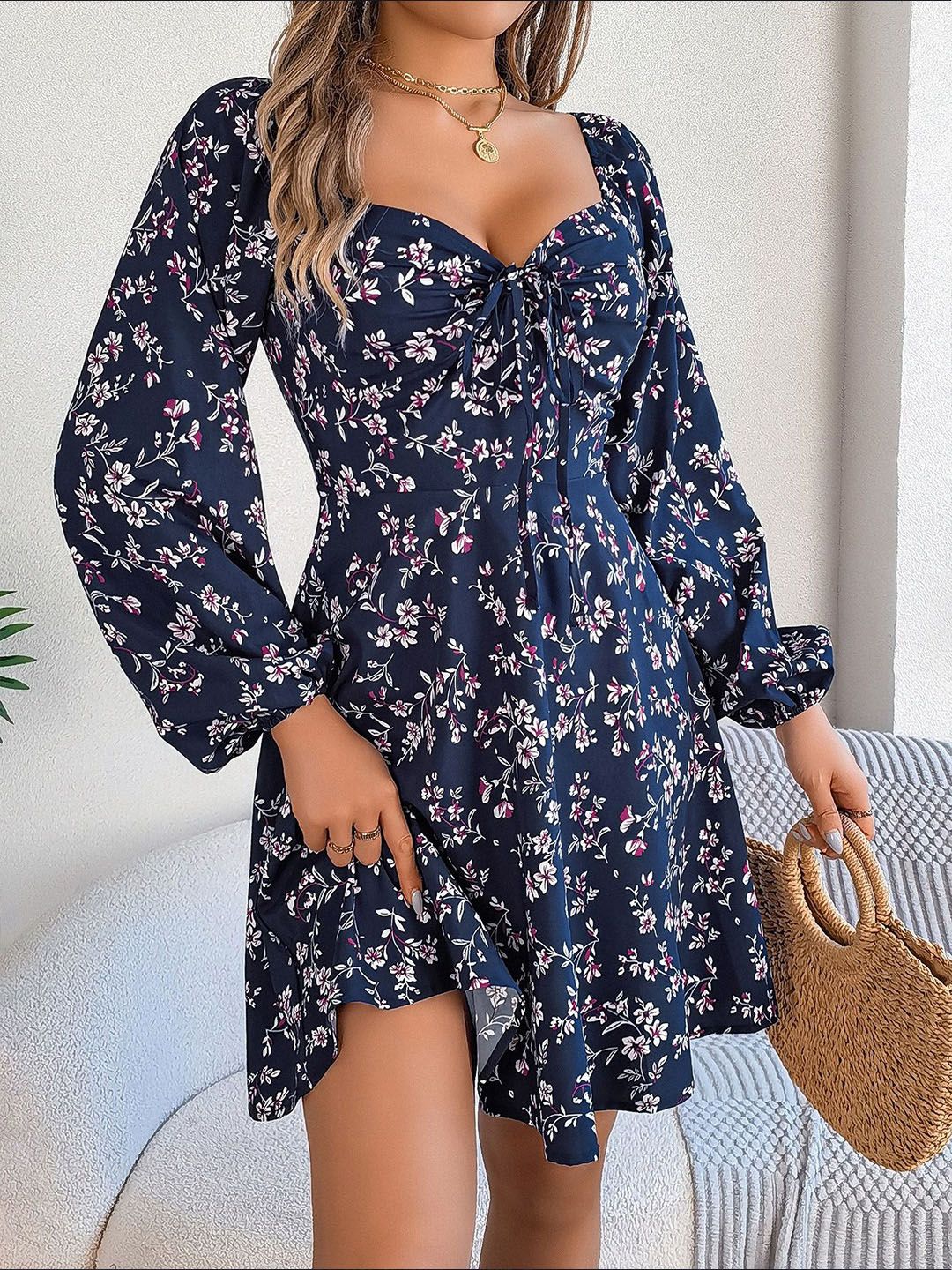 all about you Women Floral Print Puff Sleeve Fit & Flare Dress - Image 7