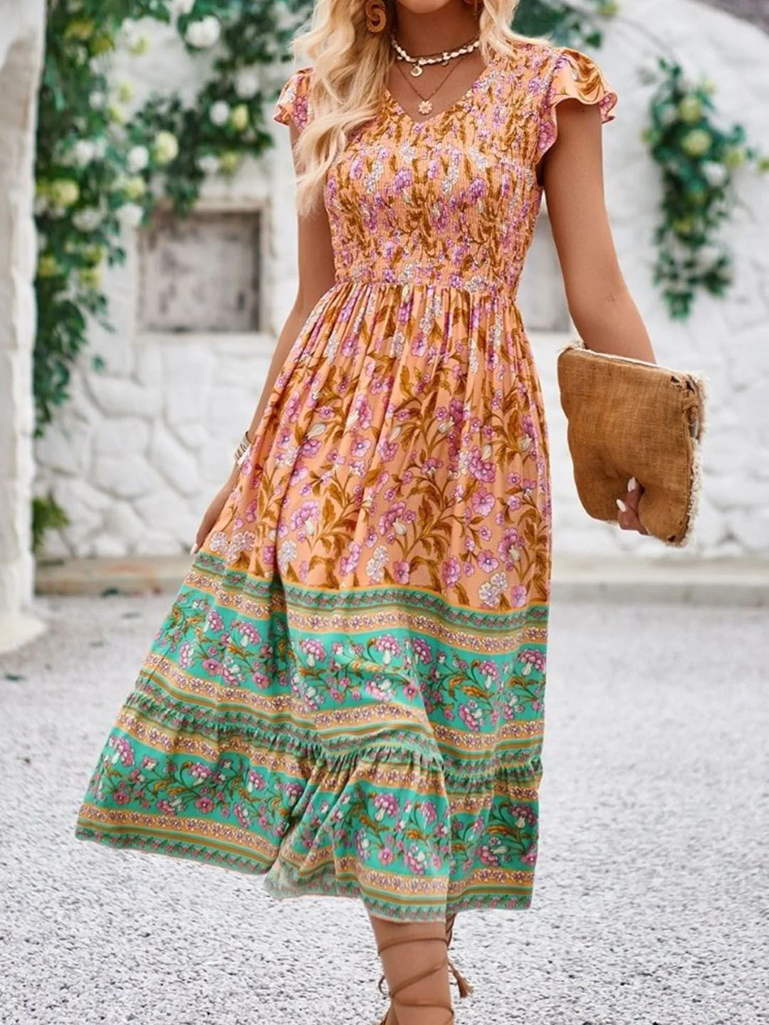 all about you Women Floral Printed A-Line Midi Dress - Image 2