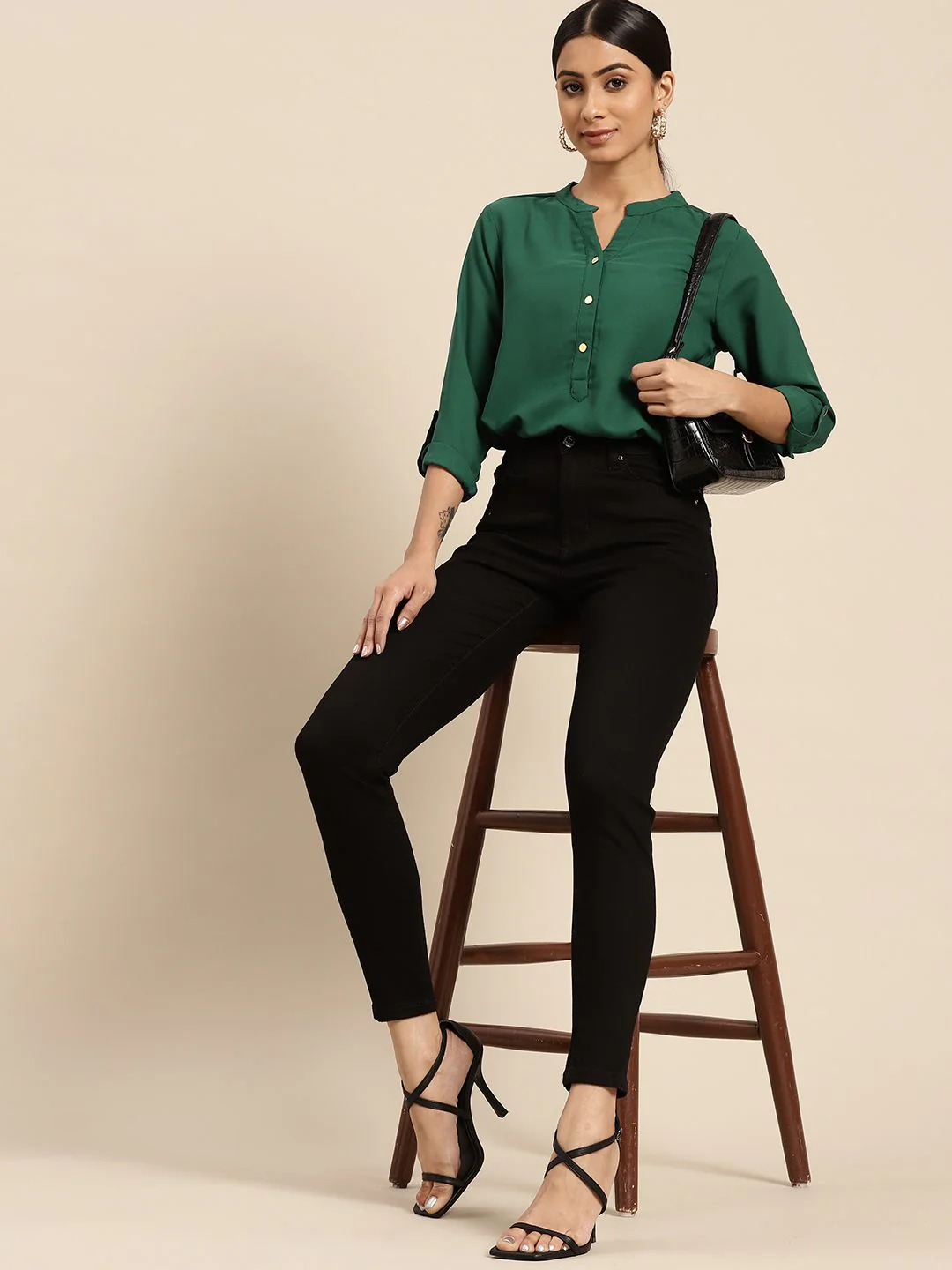 all about you Women Green Solid Shirt Style Top - Image 4
