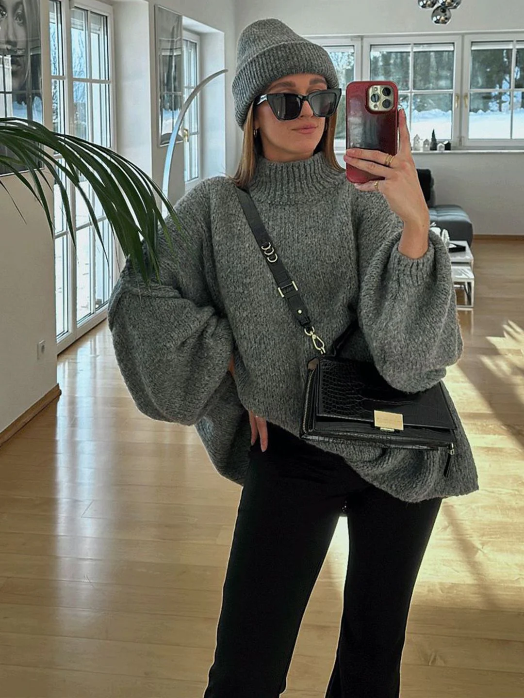 all about you Women High Neck Oversized Pullover - Image 6