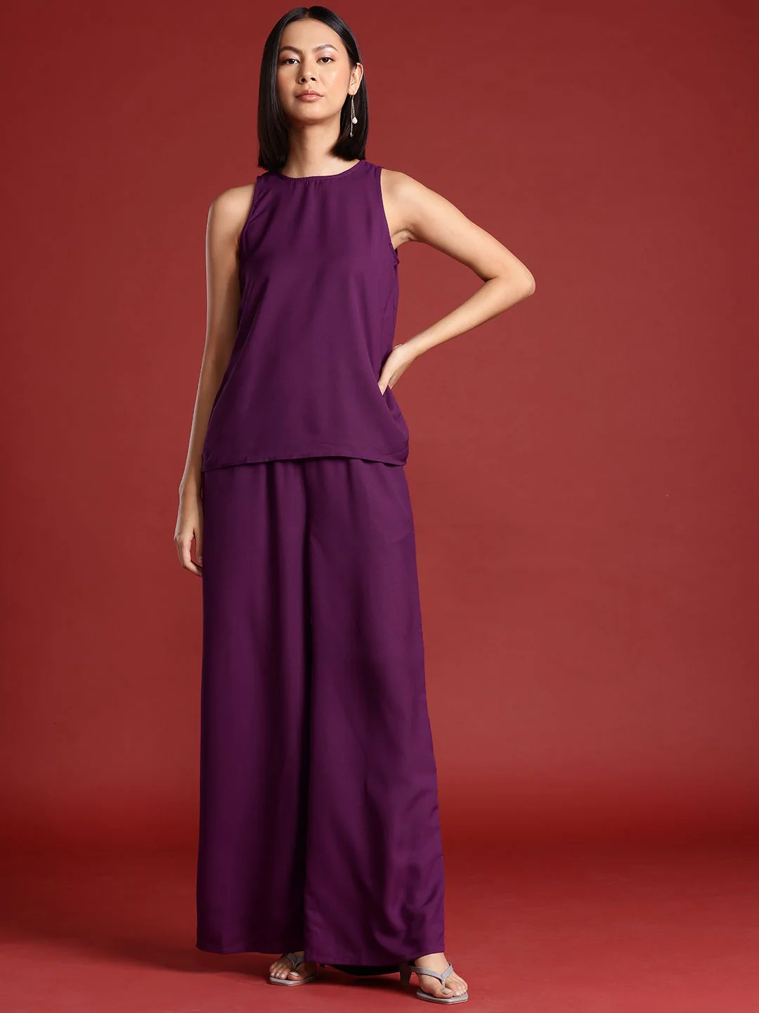 all about you Women Round Neck Flared Leg Co-Ords - Image 5
