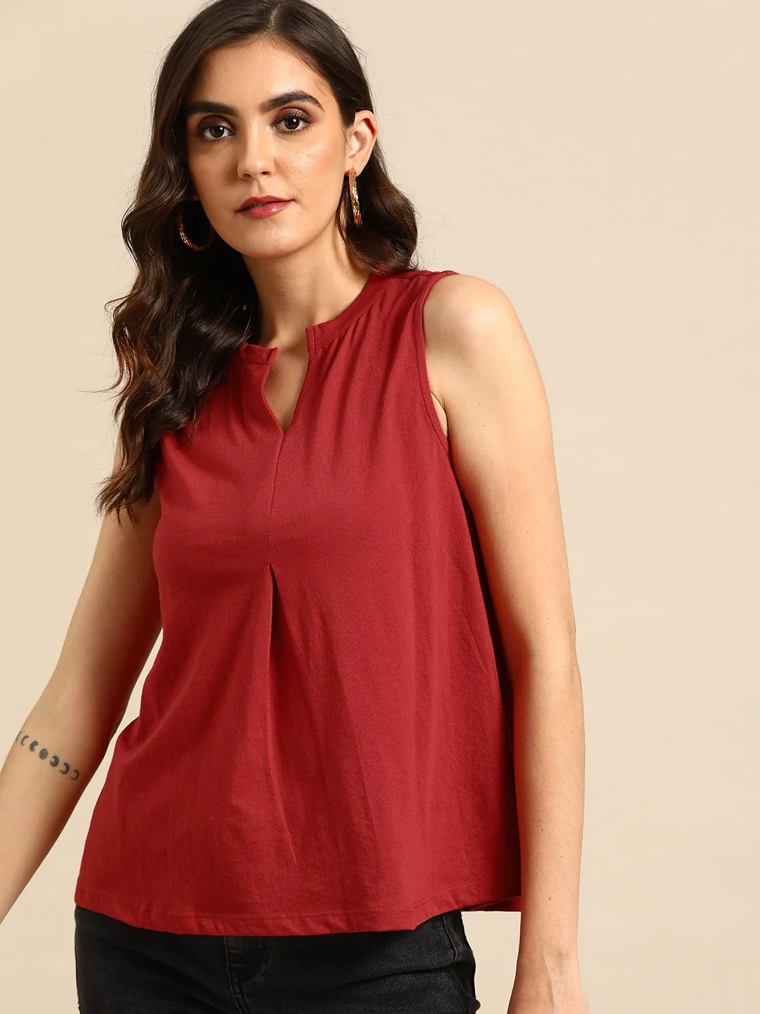 all about you Women Rust Red Solid Top - Image 3