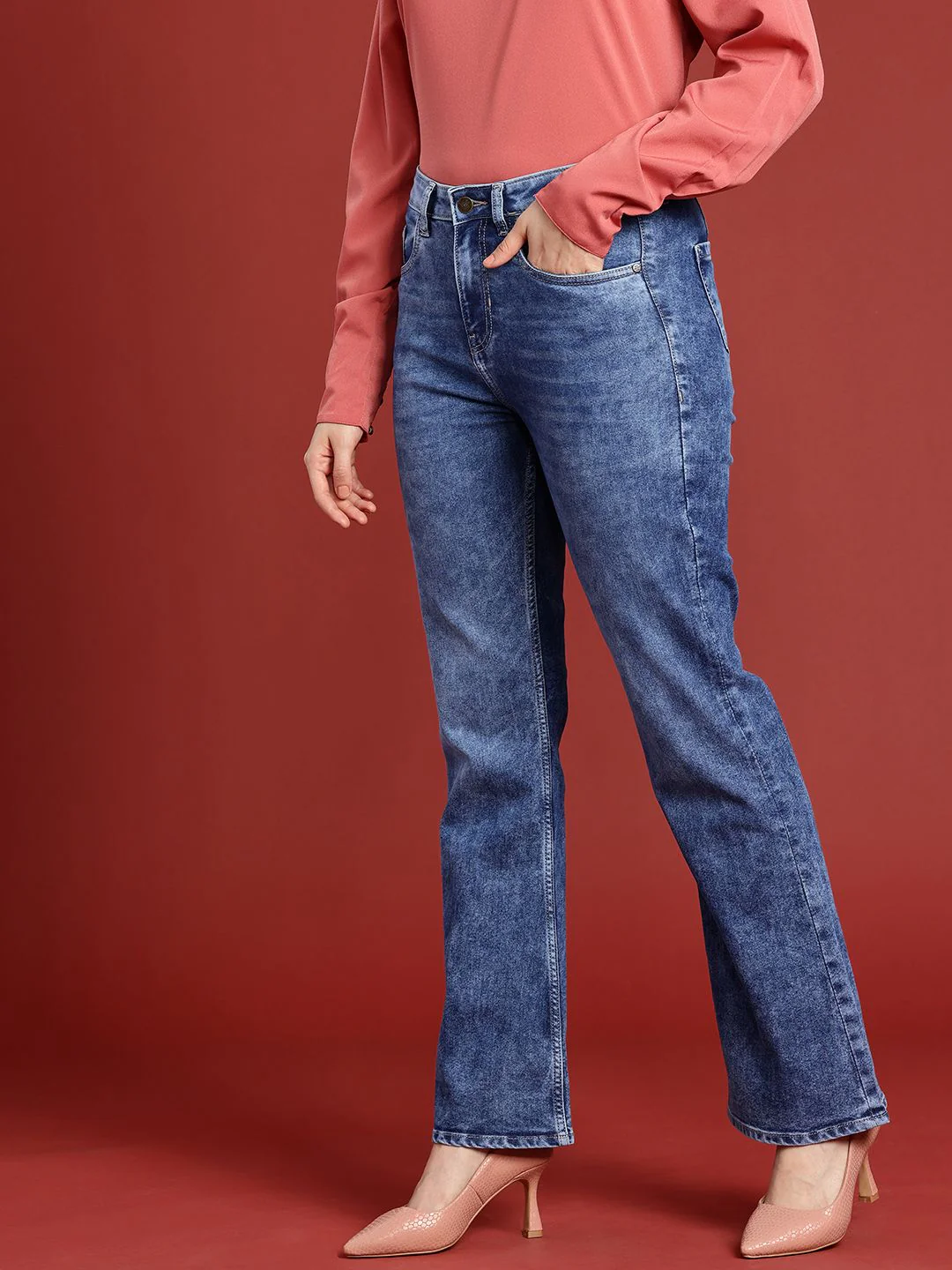 all about you Women Slim Bootcut High-Rise Heavy Fade Stretchable Jeans - Image 3
