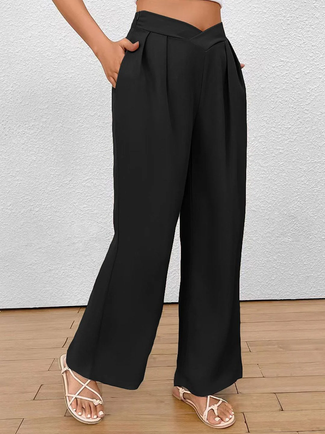 all about you Women Solid Flat-Front Mid-Rise Loose Fit Parallel Trousers - Image 2