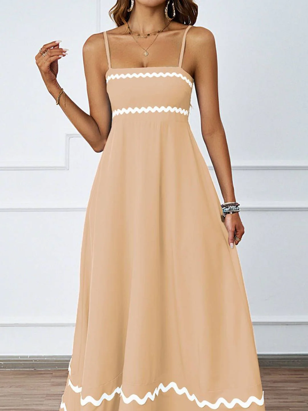 all about you Women Solid Square Neck Shoulder Straps Maxi Dress - Image 2
