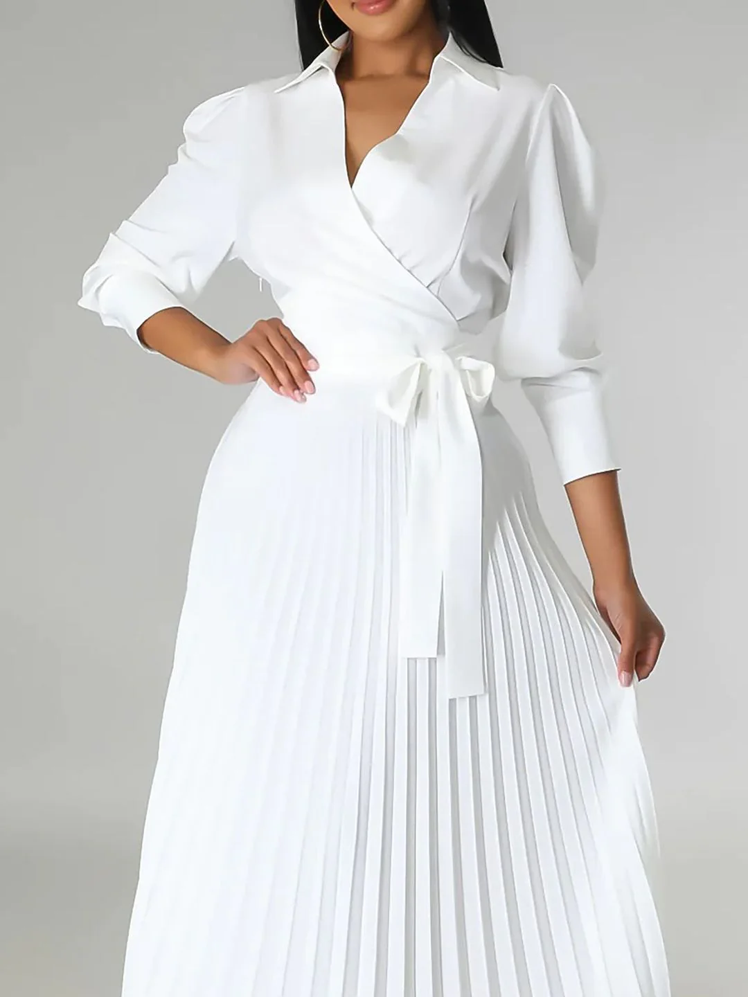 all about you Women Solid Striped Tie-Ups Wrap Dress - Image 2