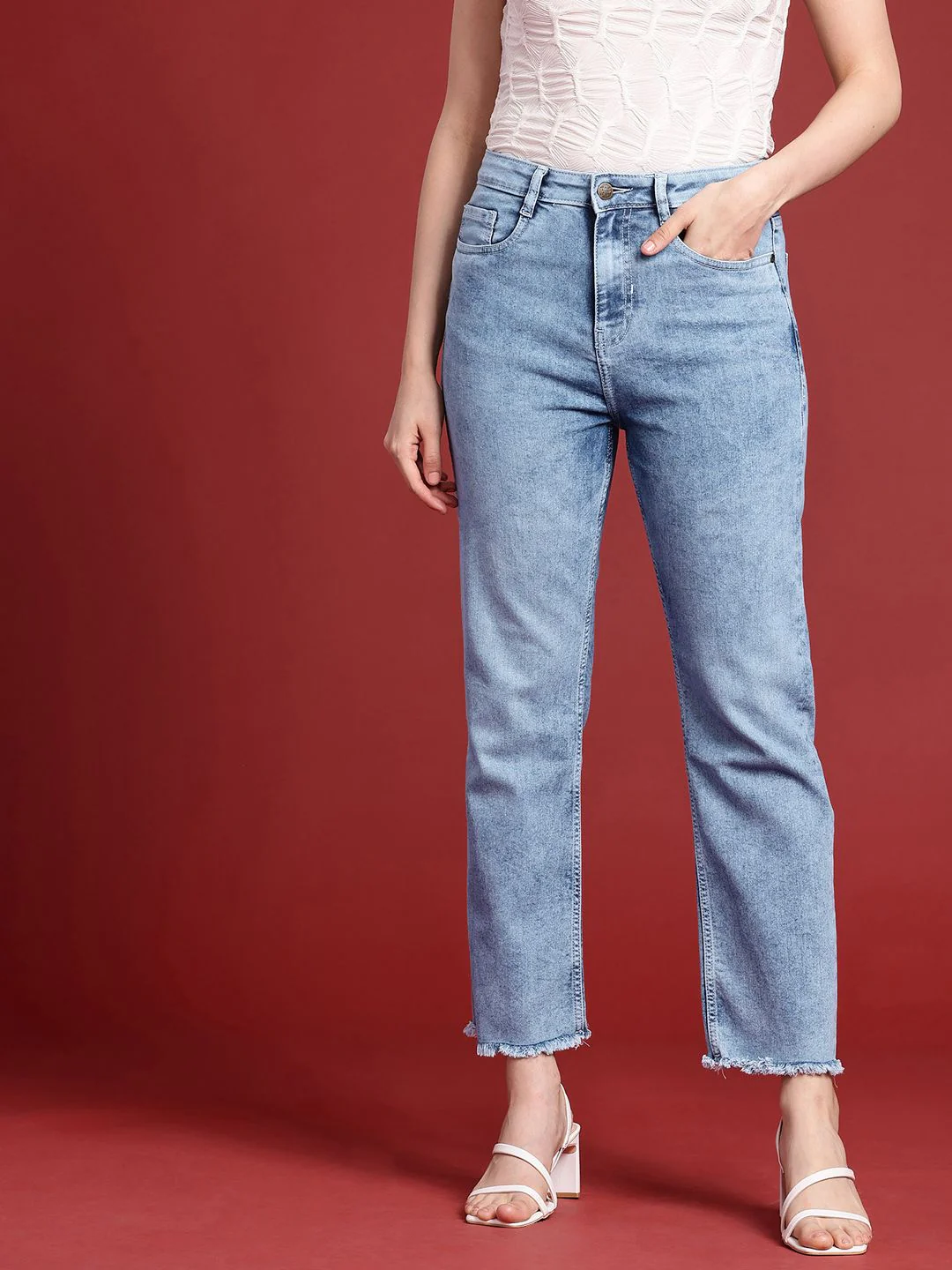all about you Women Straight Fit High-Rise Heavy Fade Stretchable Jeans - Image 2