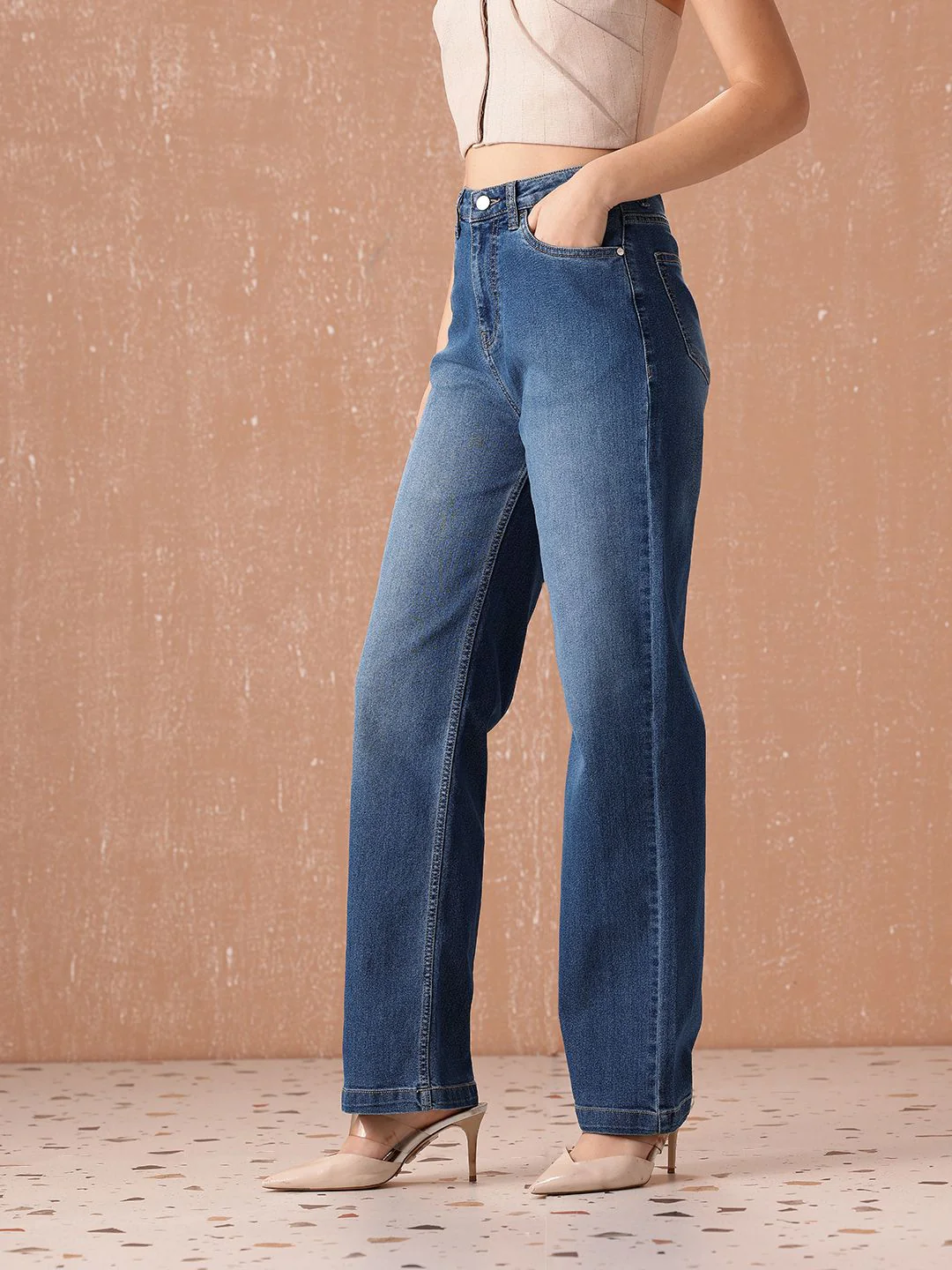 all about you Women Straight Fit High-Rise Light Fade Stretchable Jeans - Image 3
